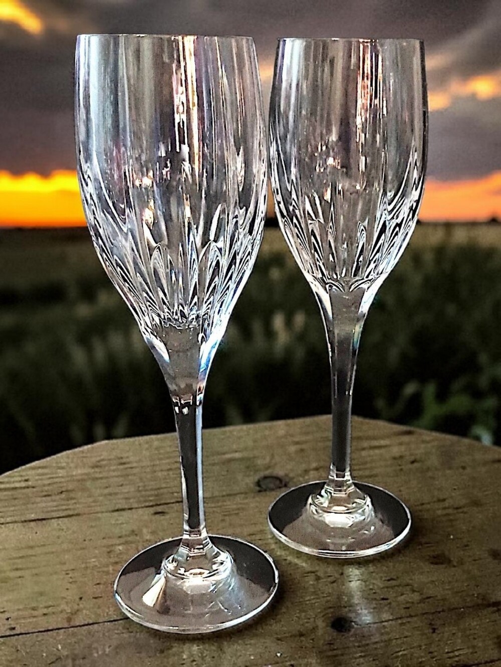 2 Mikasa Crystal Arctic Lights Wine Glasses Clear Vintage Textured Water Goblets